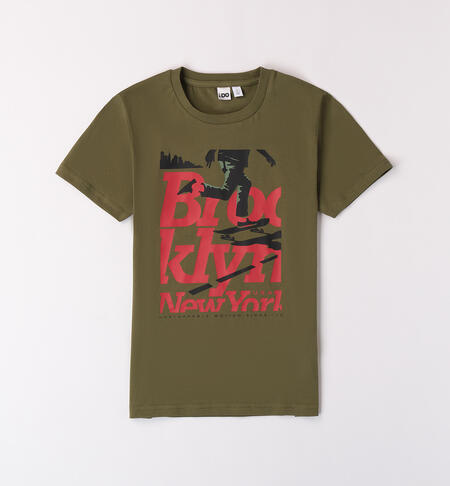 T-shirt per ragazzo con stampa VERDE MILITARE-5457