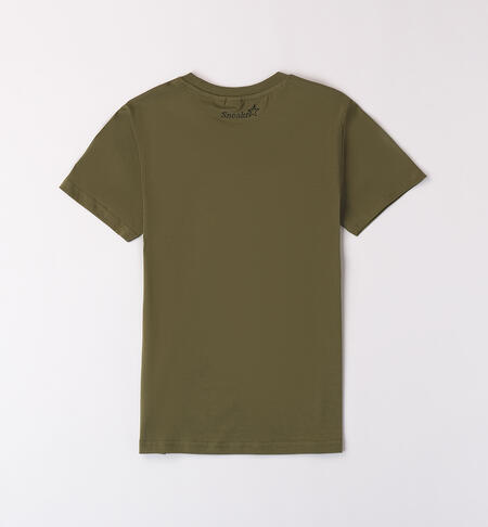 T-shirt per ragazzo con stampa VERDE MILITARE-5457