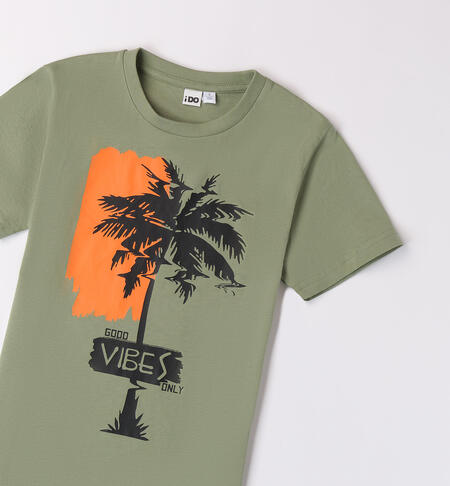 T-shirt per ragazzo con stampa VERDE SALVIA-4921