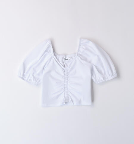Girl's T-shirt with elastic WHITE
