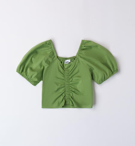 T-shirt ragazza crop top VERDE-4932