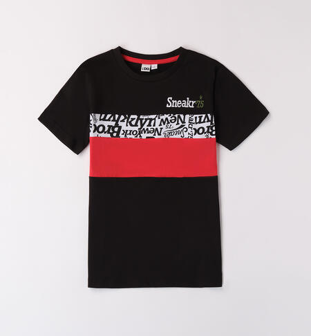 Boys' red and black T-shirt NERO-0658