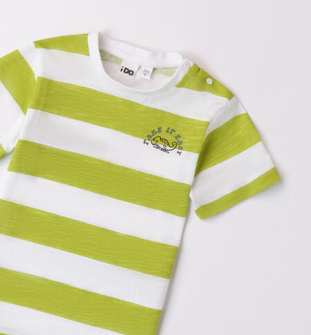 Boys' striped T-shirt in 100% cotton BIANCO-VERDE-6AEP