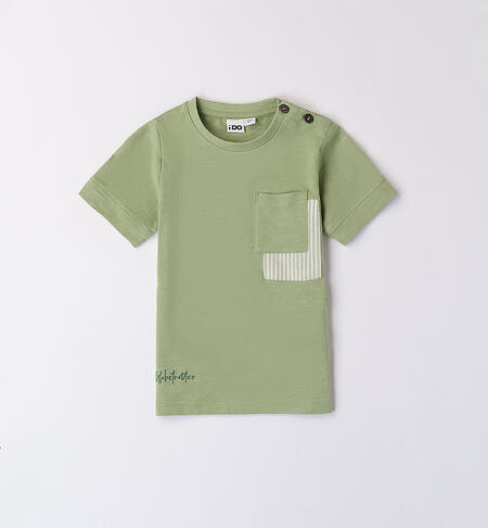 T-shirt verde con taschino per bambino VERDE OLIVA-4911