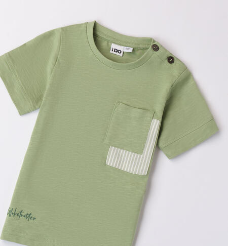 T-shirt verde con taschino per bambino VERDE OLIVA-4911