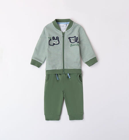 Boys' striped tracksuit GREEN