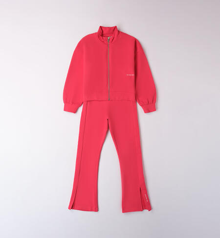 Zipped tracksuit for girls RED