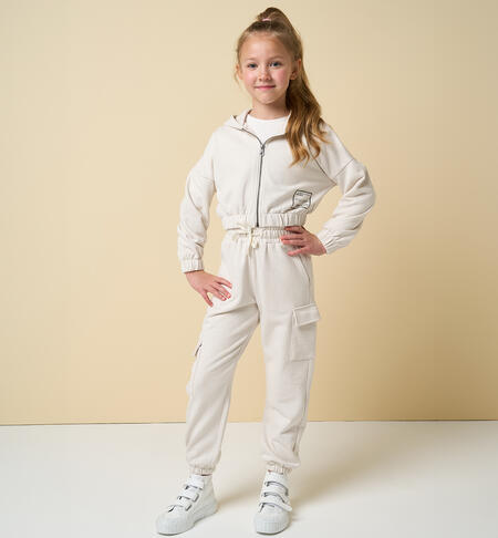 Girl's tracksuit 100% cotton ECRU'-0441