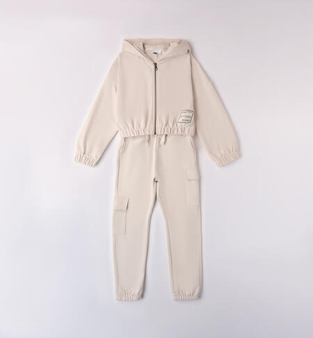 Girl's tracksuit 100% cotton ECRU'-0441