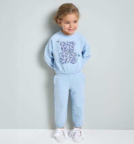 Teddy bear jumpsuit for girls LIGHT BLUE