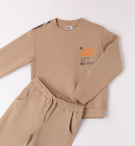 Boys' 100% cotton tracksuit BEIGE-0414