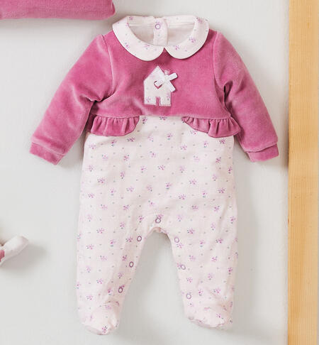 Velvet Baby Girl Romper PINK