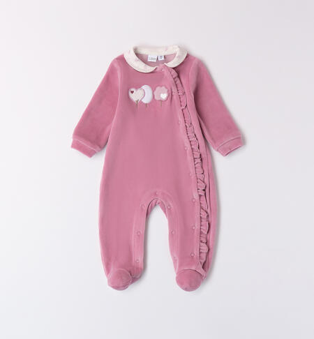 Velvet Baby Girl Romper PINK