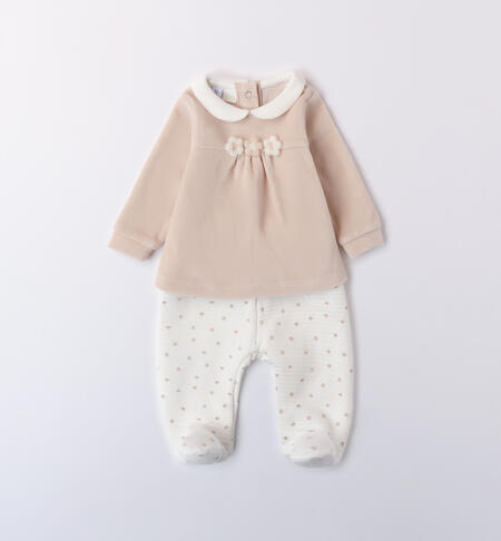 Velvet Baby Girl Romper ECRU'-0164