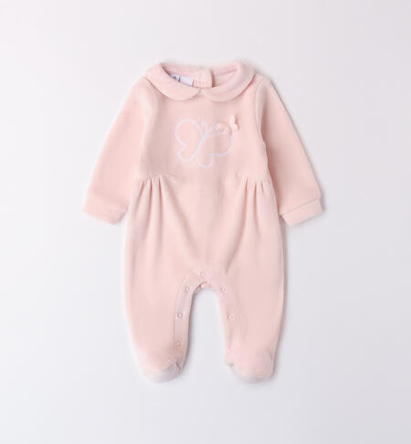 Velour Baby Girl Romper PINK