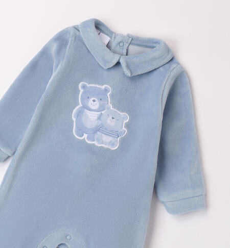 Velour Newborn Romper L.BLUE-3964