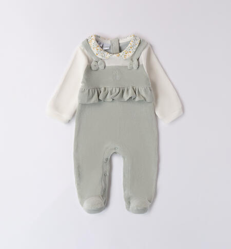 Velvet Baby Girl Romper VERDE SALVIA-4817